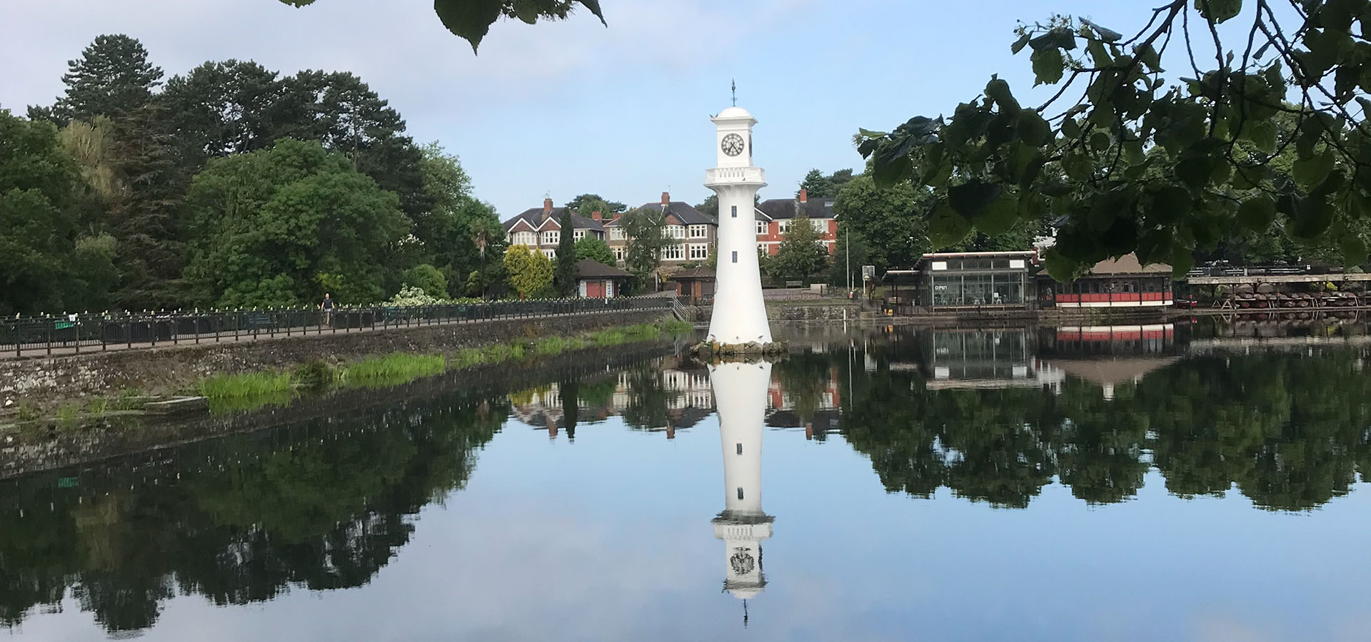 The Scott Memorial Lighthouse in Roath Park, Cardiff, South Wales.
